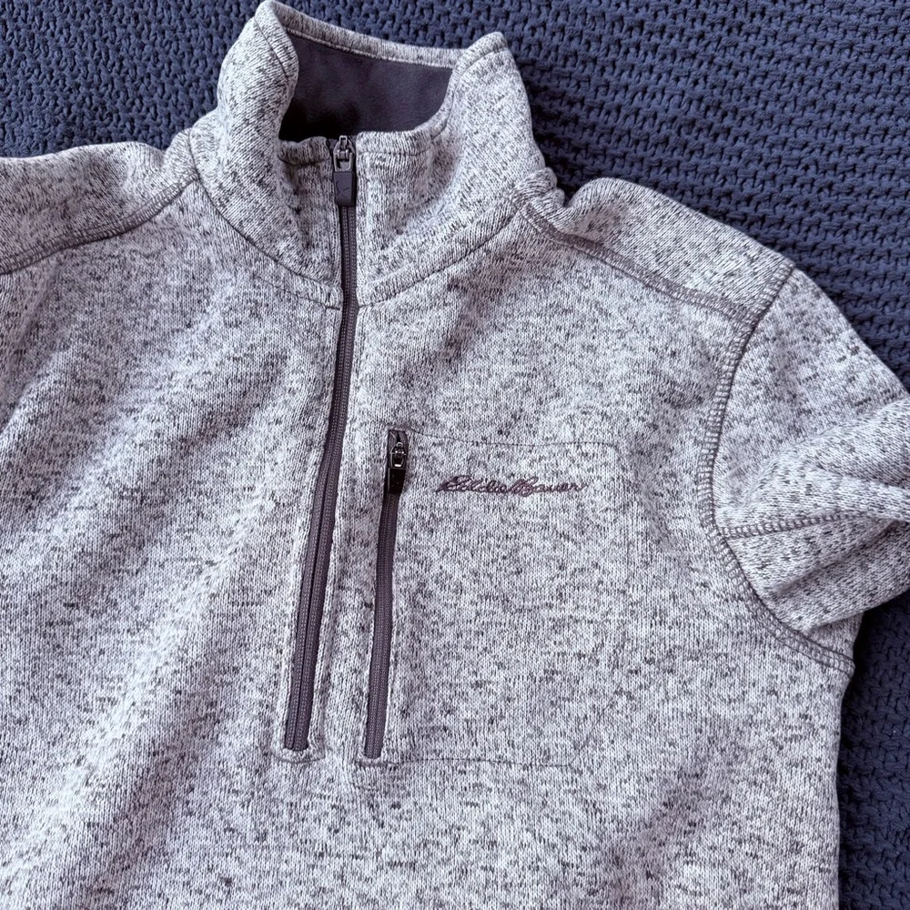 Eddie Bauer Radiator 1/4 Zip Fleece Sweater Gray Men’s Size S Small Mock Neck - Picture 2 of 4